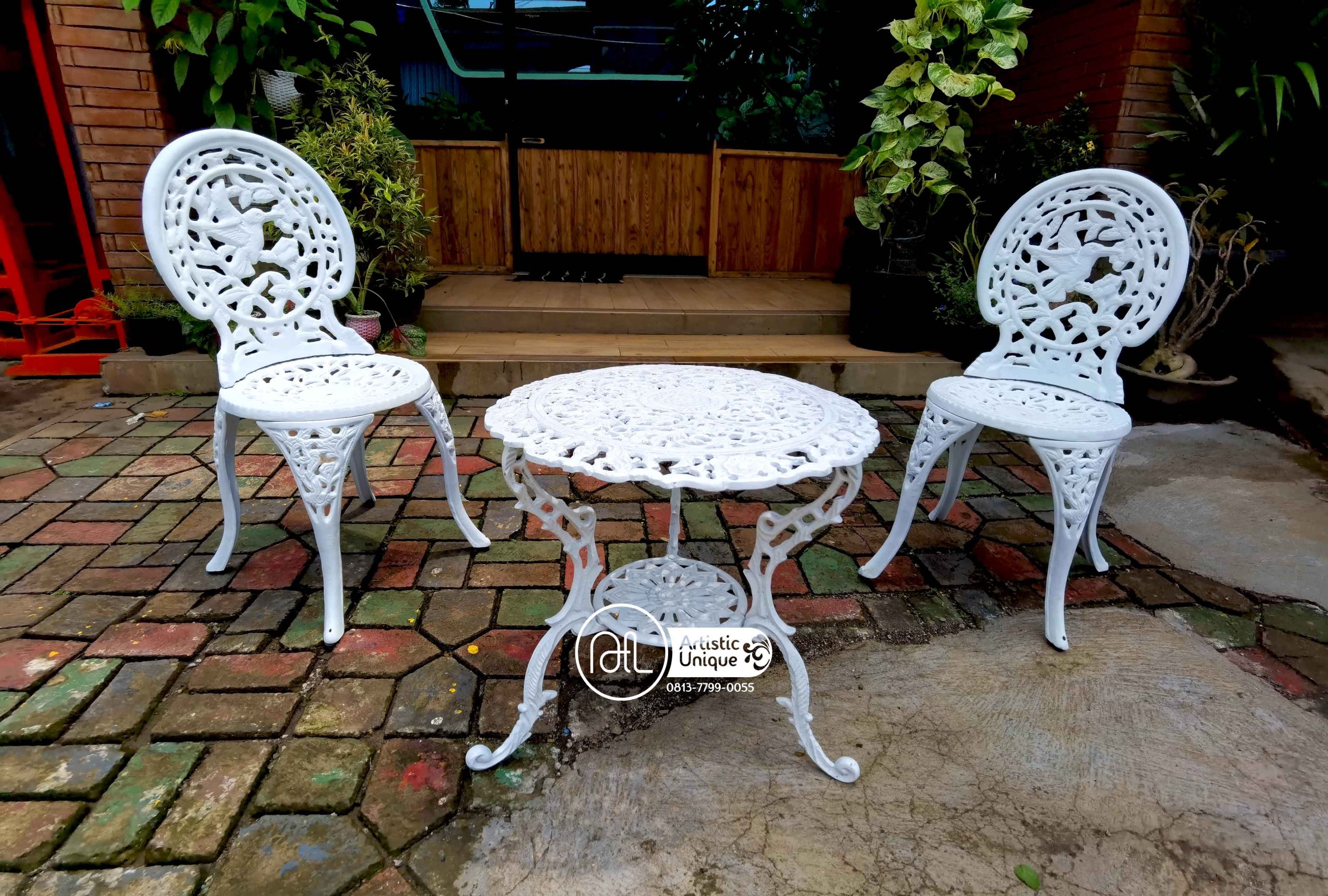 kursi teras aluminium cor set meja terbaru 2021