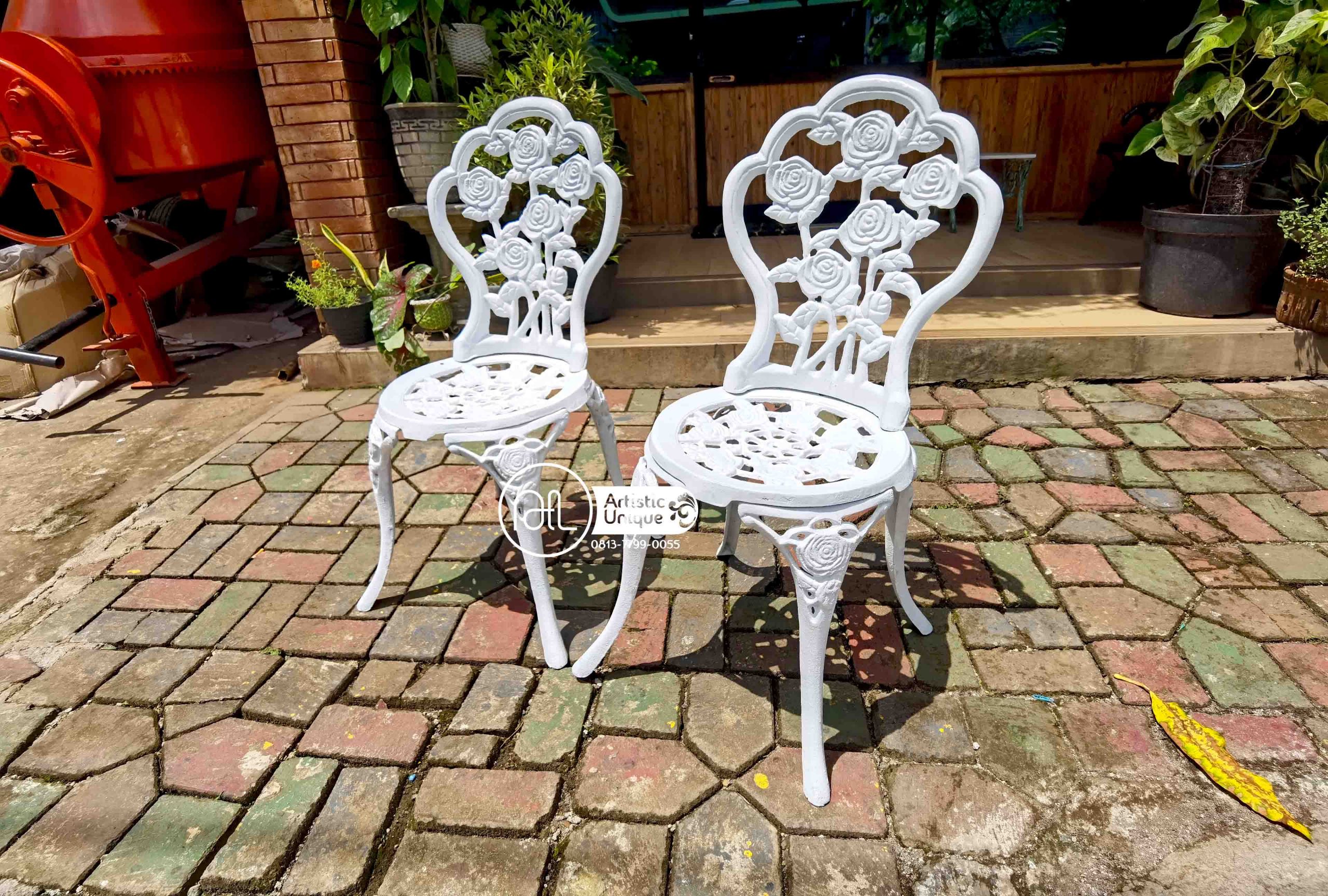 kursi taman aluminium cor motif mawar 2021